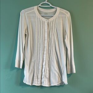 LOFT Women's Cream Button-Up Top